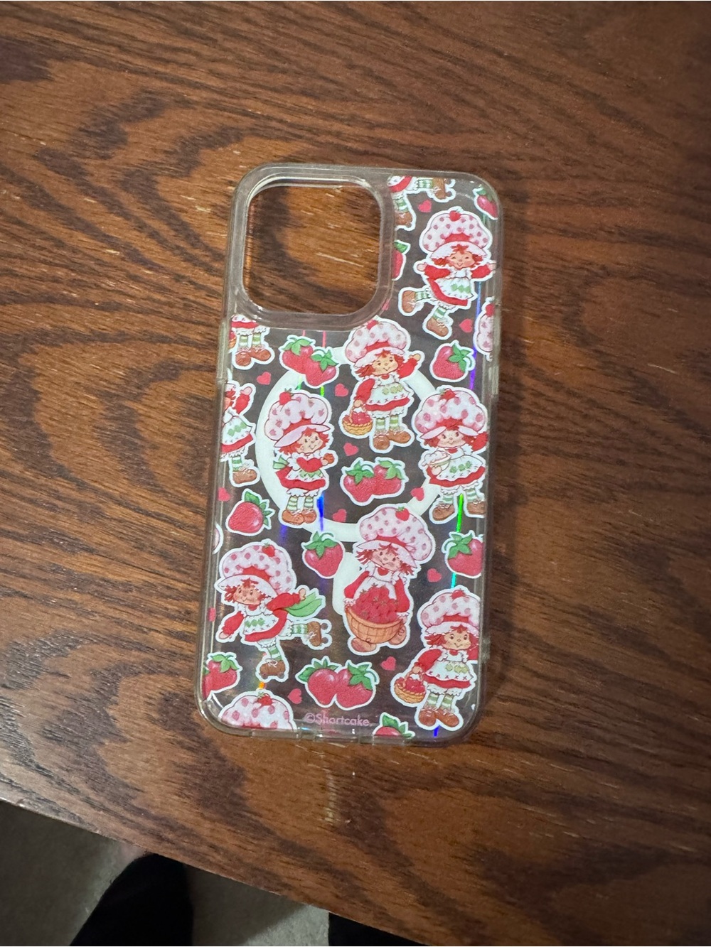 Strawberry Character Clear Phone Case - Pink & Red
